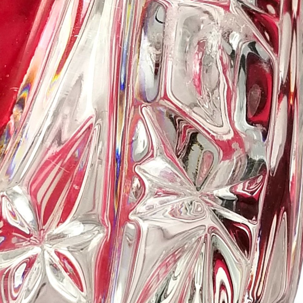 Anna Hutte Crystal Flower Vase Cranberry Red- Cut to-Clear Bleikristall Crystal - Picture 11 of 13